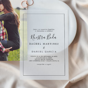 Minimalist Simple Romantic Classic Spanish Wedding Vellum Invitations