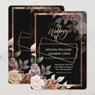 Minimalist Simple  Rose,Gold Frame Wedding Invitation