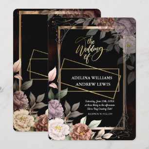 Minimalist Simple  Rose,Gold Frame Wedding Invitation