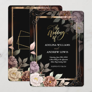 Minimalist Simple  Rose,Gold Frame Wedding Invitation