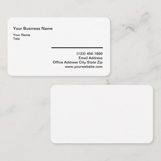 Minimalist Simple Rounded Corner Business Cards (Front/Back)