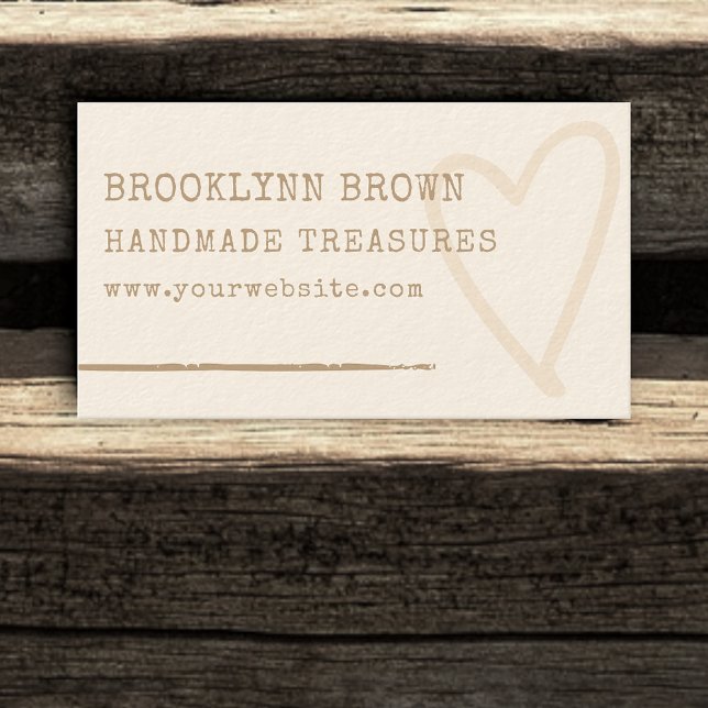 Minimalist Simple Rustic Kraft Paper Heart Graphic Business Card (Creator Uploaded)