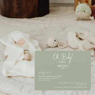 Minimalist Simple Sage Baby Shower Invitation