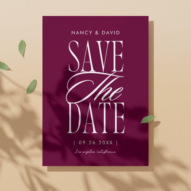 Minimalist Simple Script Burgundy Wedding  Save The Date (Creator Uploaded)