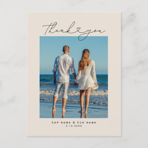 Minimalist Simple Script Heart Wedding Typewriter Postcard