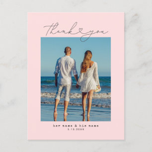 Minimalist Simple Script Heart Wedding Typewriter Postcard