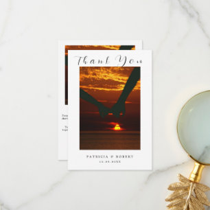 Minimalist Simple Script newlyweds Wedding Photo Thank You Card