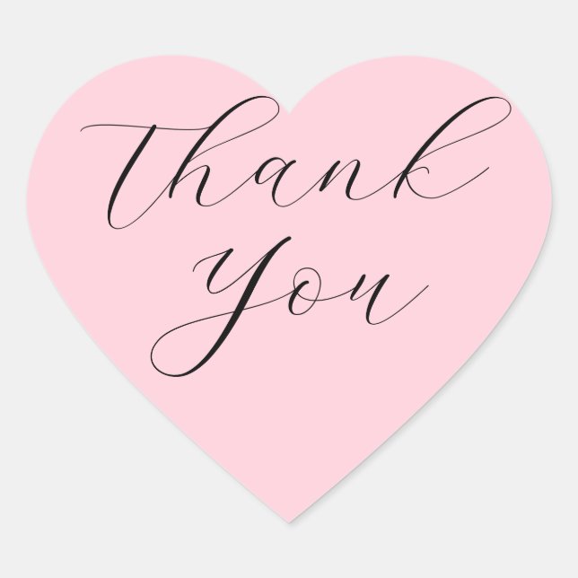 Minimalist Simple Script Thank You Business Pink Heart Sticker (Front)