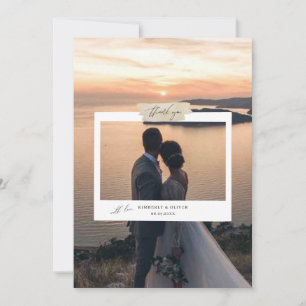 Minimalist Simple Script Wedding Photo Thank You Card