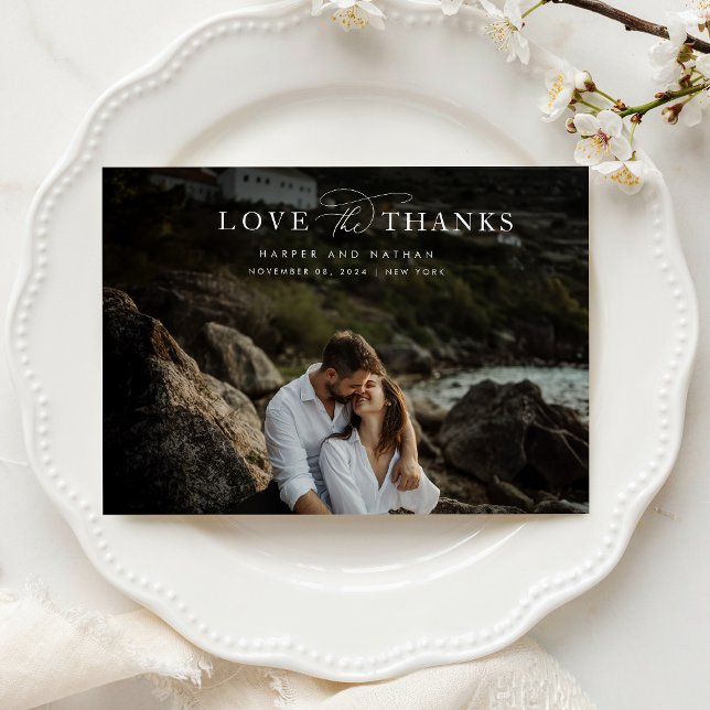 Minimalist Simple Script Wedding Photo Thank You Card (Creator Uploaded)