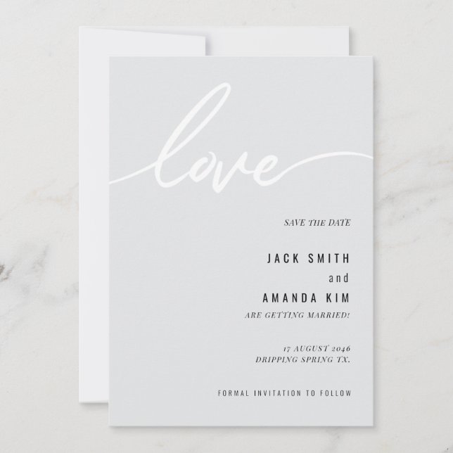 Minimalist Simple Script Wedding save the date (Front)