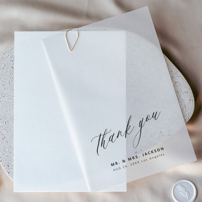 Minimalist simple script wedding thank you overlay vellum invitations (Creator Uploaded)