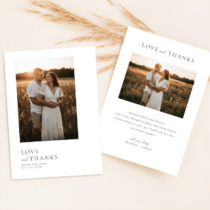 Minimalist Simple Script with Boho Wedding Photo Thank You Card
