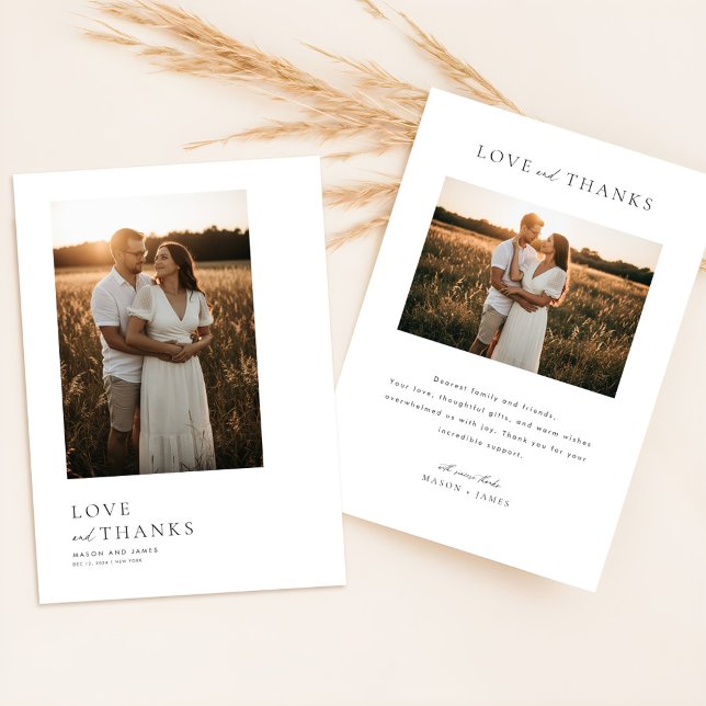 Minimalist Simple Script with Boho Wedding Photo  Thank You Card (Creator Uploaded)