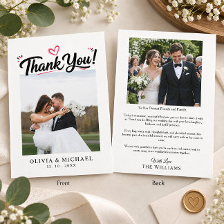 Minimalist Simple Script with Heart Wedding Photo  Invitation