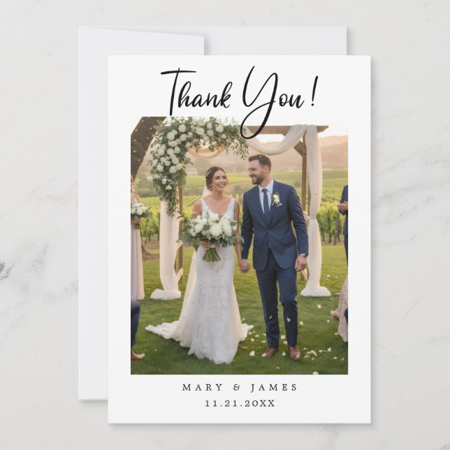 Minimalist Simple Script with Heart Wedding Photo Invitation (Front)