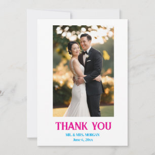 Minimalist Simple Script with Heart Wedding Photo Thank You Card