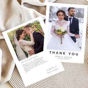 Minimalist Simple Script with Heart Wedding Photo Thank You Card