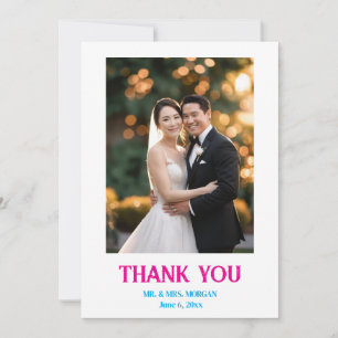 Minimalist Simple Script with Heart Wedding Photo Thank You Card