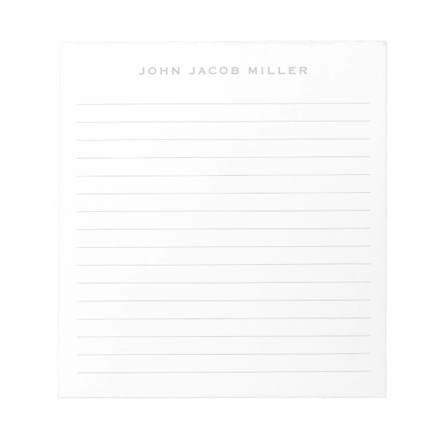 Minimalist Simple Silver Gray Lined Notepad (Front)