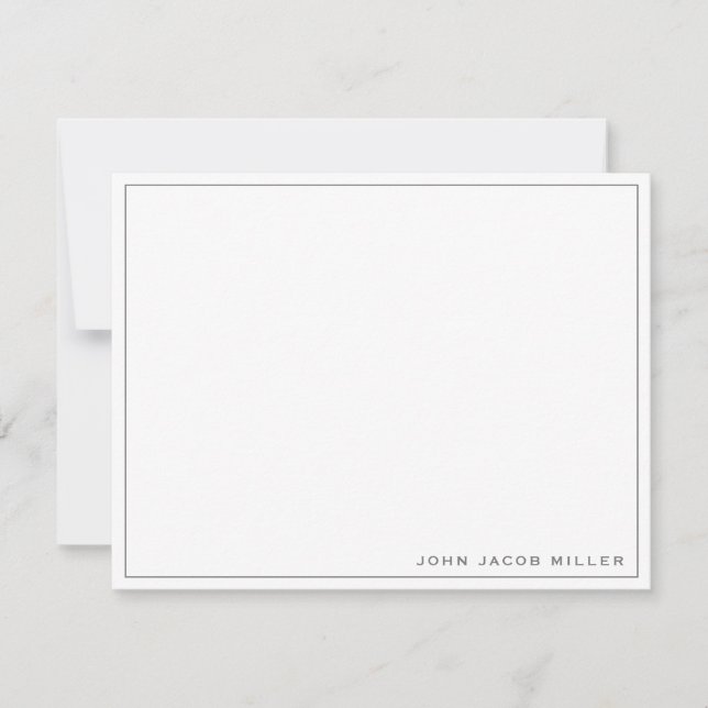 Minimalist Simple Square Border Dark Silver Grey Card (Front)