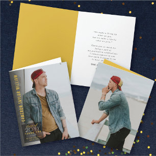 Minimalist Simple Square Modern Photo Graduation Thank You Card