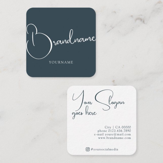Minimalist Simple Style 2 Coloured Simple Plain  Square Business Card (Front/Back)