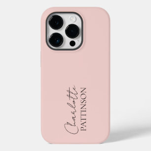 Minimalist Simple Stylish Custom Name Blush Pink Case-Mate iPhone 14 Pro Case