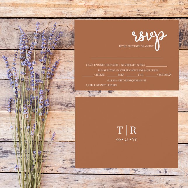Minimalist Simple Terracotta Wedding  RSVP Card (Creator Uploaded)