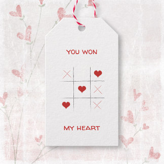 Minimalist Simple tic-tac-toe Valentine's Day Gift Tags