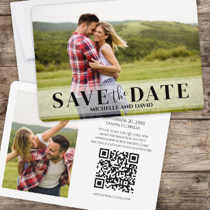Minimalist Simple Two Photo   QR Code Website Save The Date