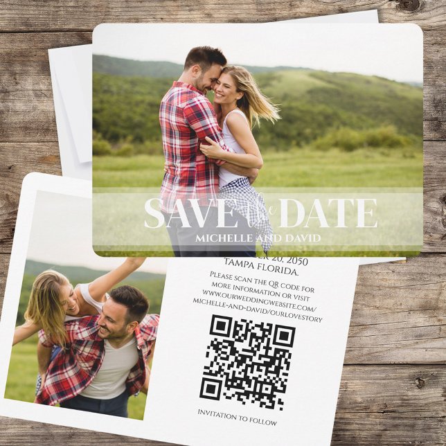 Minimalist Simple Two Photo | QR Code Website Save The Date (Creator Uploaded)