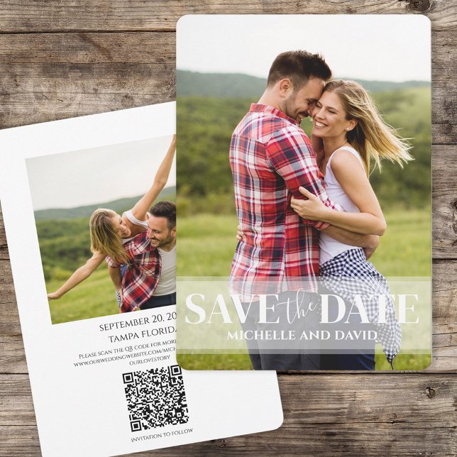 Minimalist Simple Two Photo | QR Code Website Save The Date (Creator Uploaded)