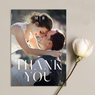 Minimalist Simple Typography Elegant Photo Wedding Thank You Card
