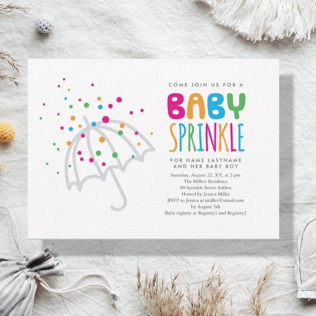 Minimalist Simple Umbrella Modern Baby Sprinkle Invitation (Creator Uploaded)