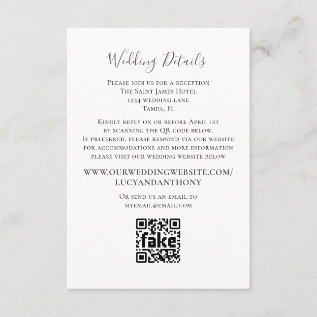 Minimalist Simple Wedding Details QR Code Template (Front)