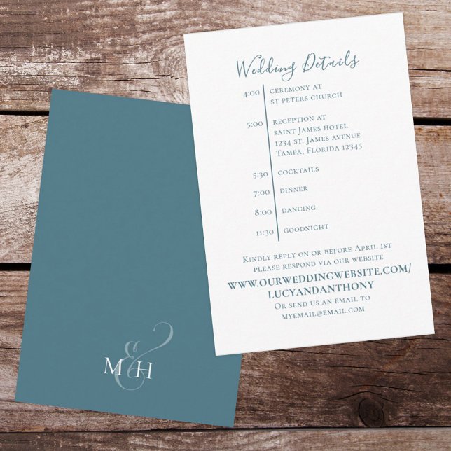 Minimalist Simple Wedding Details Timeline  Enclos Enclosure Card (Creator Uploaded)