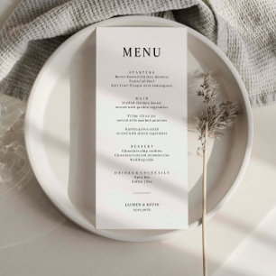 Minimalist Simple Wedding Menu Card