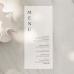 Minimalist Simple Wedding Menu Card<br><div class="desc">Designed to coordinate with our Minimalist Menu Collection,  this customisable matching wedding menu card features a clean and simple layout,  with classic font. For more advanced customisation of this design,  e.g. changing layout,  font or text size please click the "CUSTOMIZE" button above. Please contact me for any questions!</div>