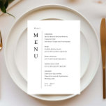 Minimalist Simple Wedding Menu Card<br><div class="desc">Designed to coordinate with our Minimalist Menu Collection,  this customisable matching wedding menu card features a clean and simple layout,  with classic font. For more advanced customisation of this design,  e.g. changing layout,  font or text size please click the "CUSTOMIZE" button above. Please contact me for any questions!</div>