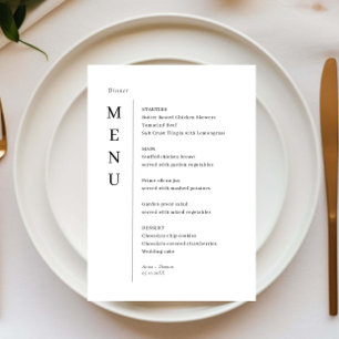Minimalist Simple Wedding Menu Card