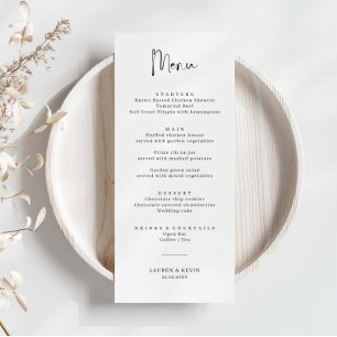 Minimalist Simple Wedding Menu Card