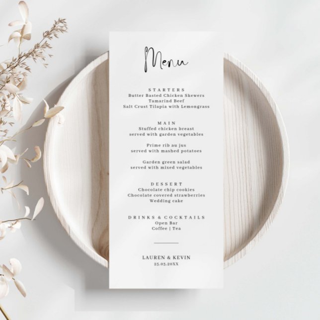 Minimalist Simple Wedding Menu Card (Creator Uploaded)