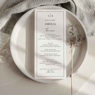 Minimalist Simple Wedding Menu Card