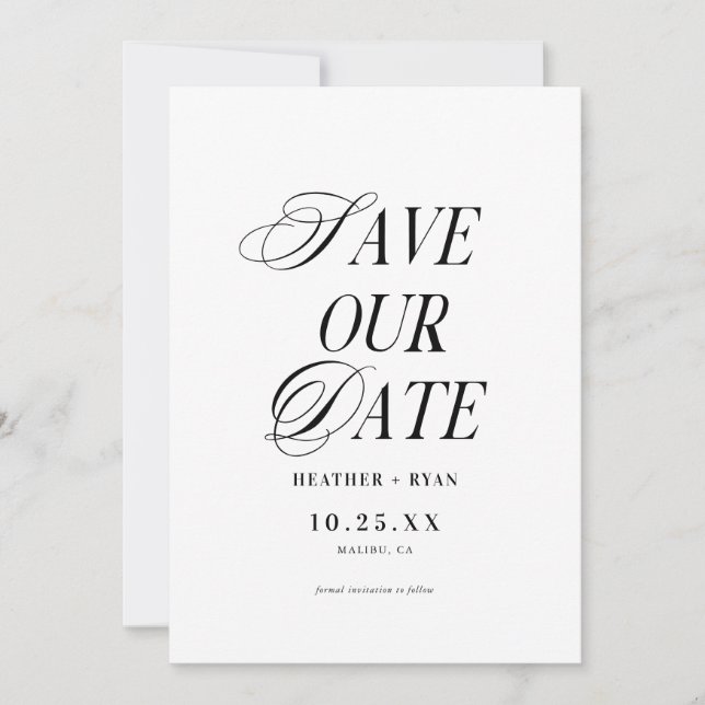 Minimalist Simple Wedding Photo  Save The Date (Front)