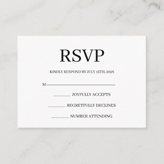 Minimalist Simple Wedding RSVP Enclosure Card (Front)