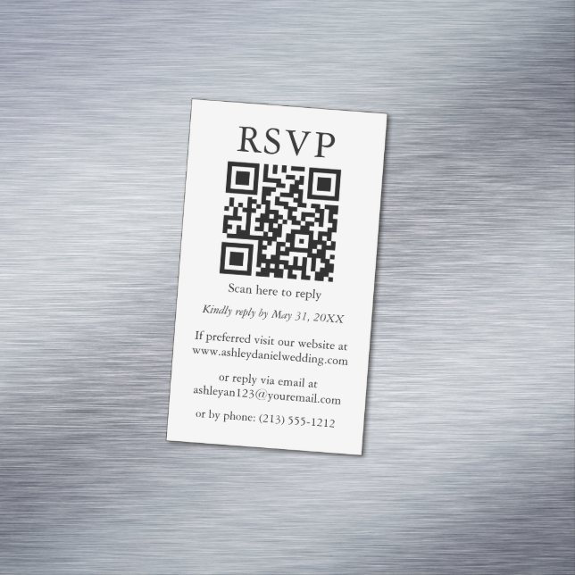 Minimalist Simple Wedding RSVP QR 25 Magnet Cards (In Situ)