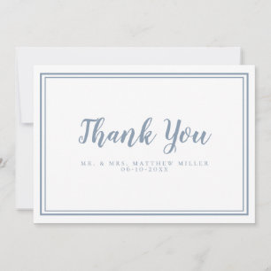 Minimalist Simple Wedding Rustic Dusty Blue  Thank You Card