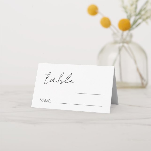Minimalist Simple Wedding Table Number Place Card (Front)