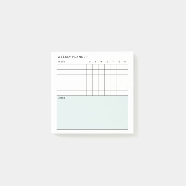 Minimalist Simple Weekly Planner Calendar Post-it Notes (Front)